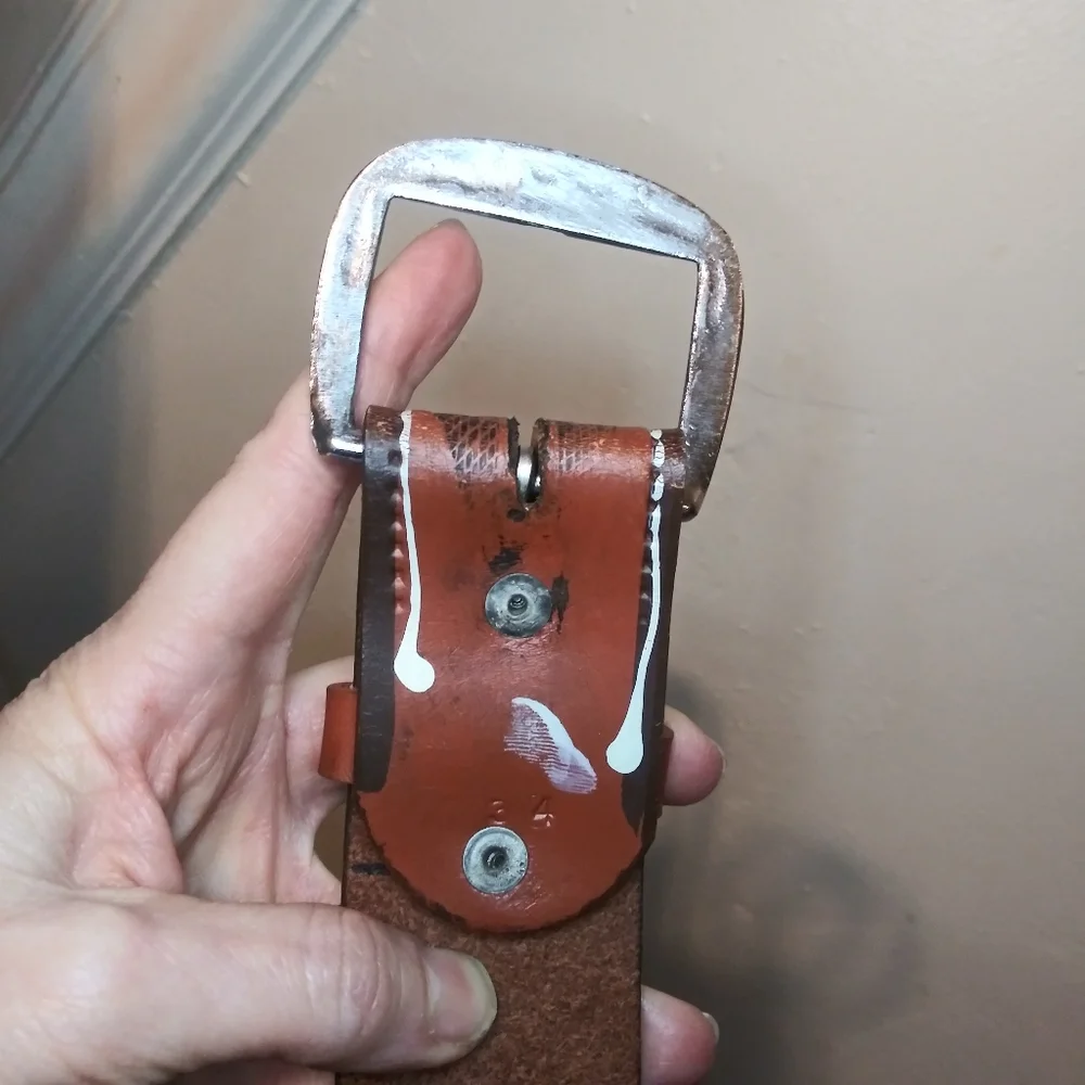 Vintage 70's Unisex Boho Western Faux Leather Thunderbird Belt